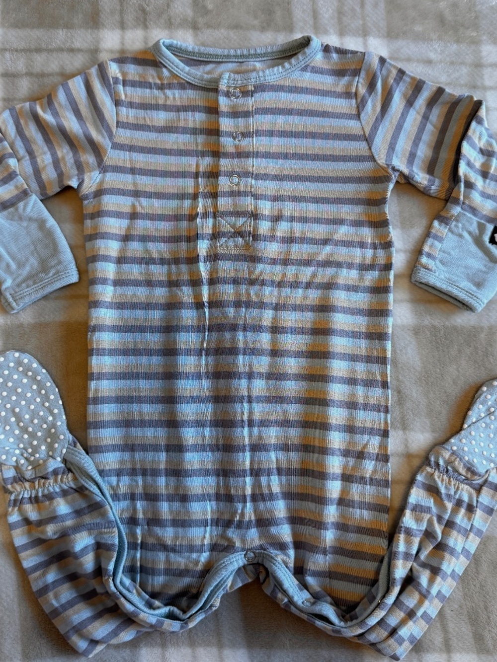 Sweet Bamboo Striped Snap Footie- Size 6-12 Months